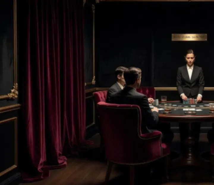 Salle de salon privée de Bistro Velours avec table de blackjack et roulette